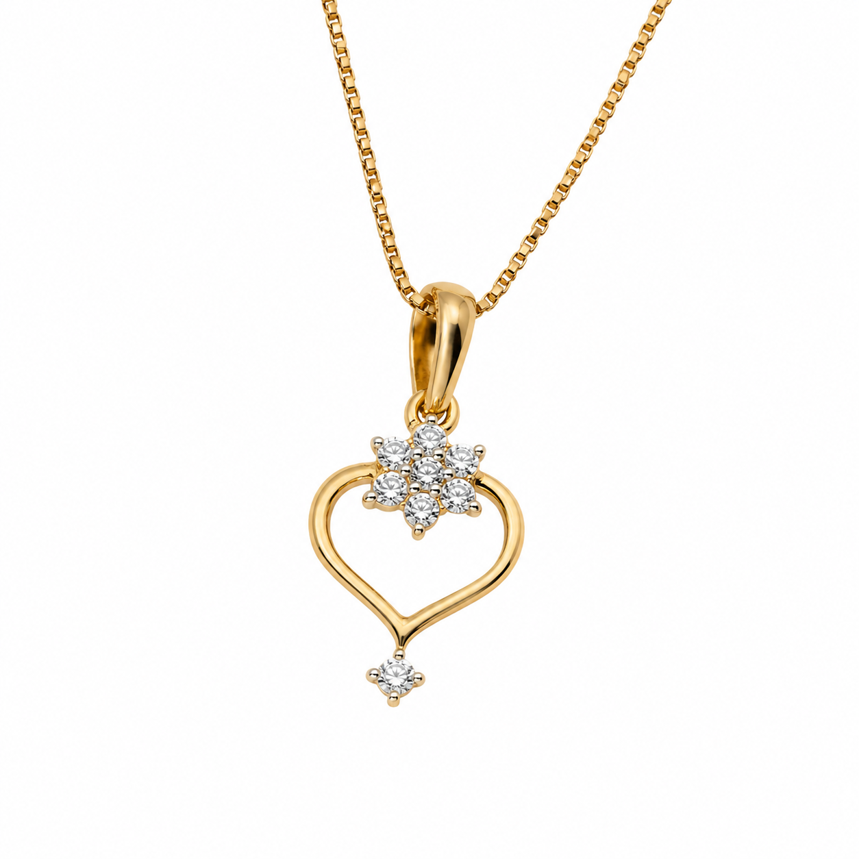 Dazzling Star in a Heart Pendant