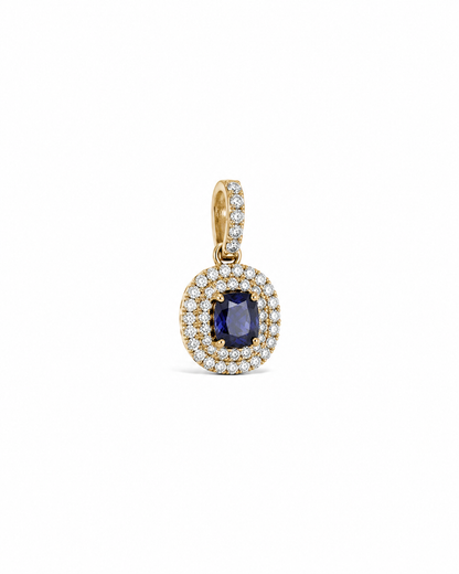 Blue saphhire cushion Halo pendant