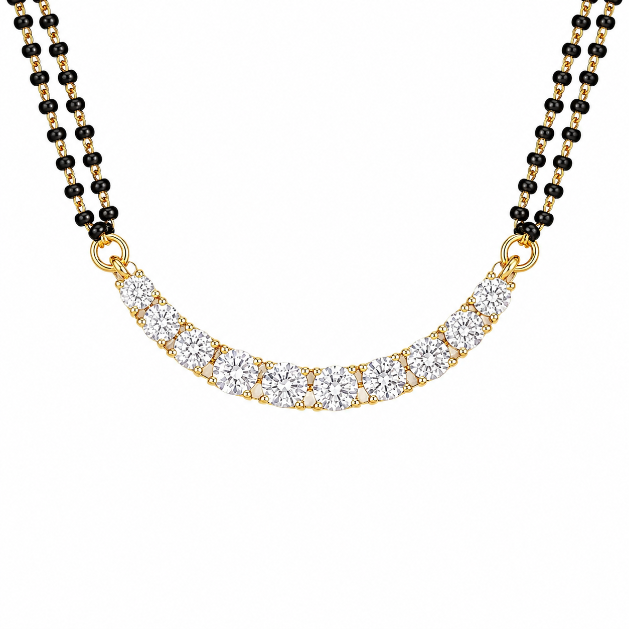 Single Line Diamond Necklace Mangalsutra