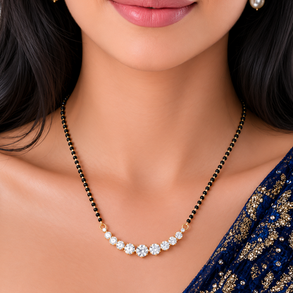 Single Line Diamond Necklace Mangalsutra