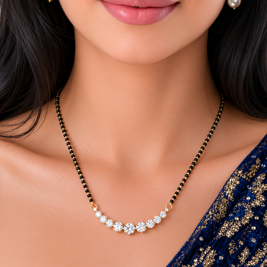 Single Line Diamond Necklace Mangalsutra