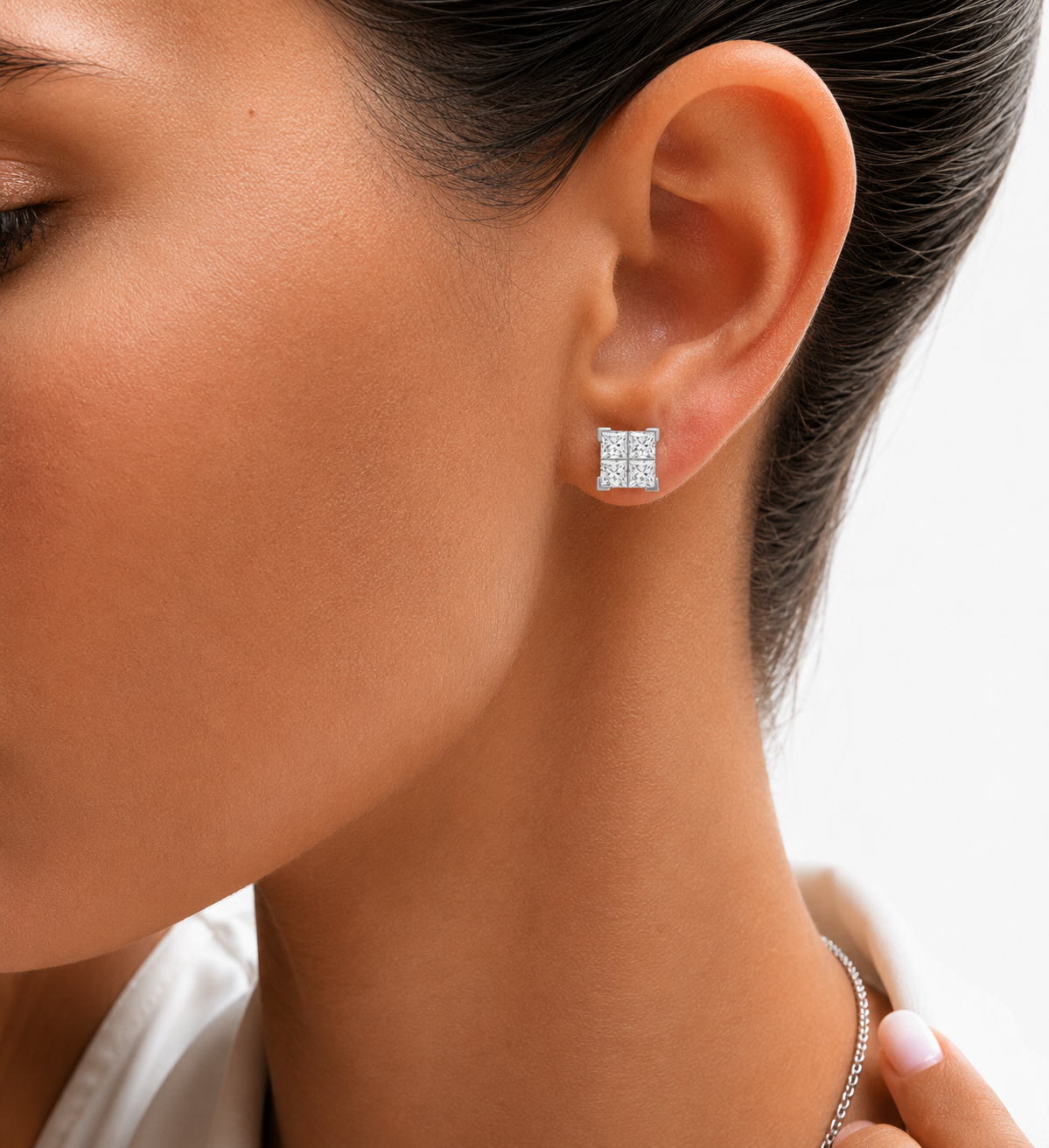 Diamond Matrix Stud Earrings