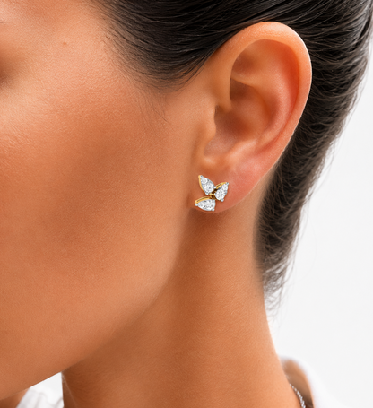 Triple Pear Leaflet Stud Earrings