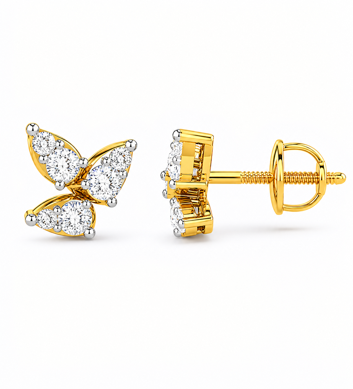Triple Pear Leaflet Stud Earrings