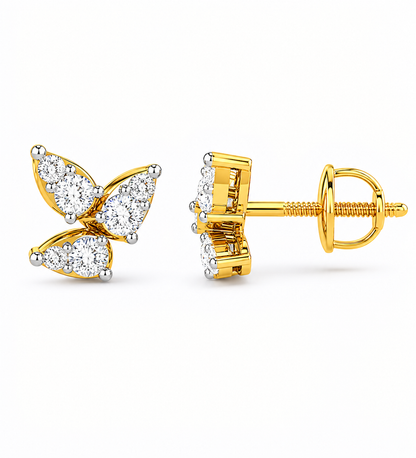Triple Pear Leaflet Stud Earrings