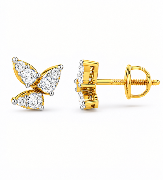 Triple Pear Leaflet Stud Earrings