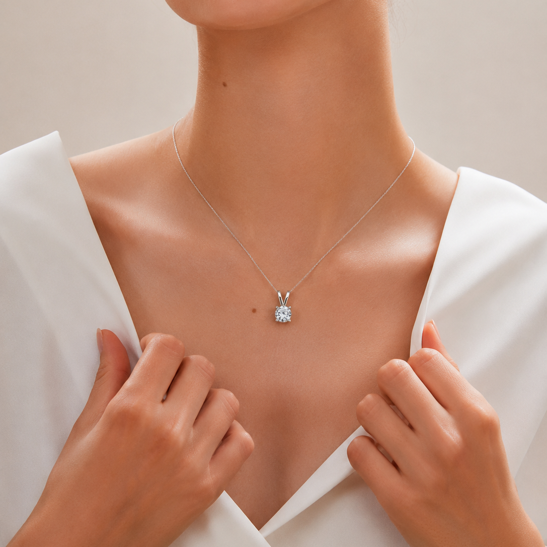 Classic Round Solitaire Diamond Pendant