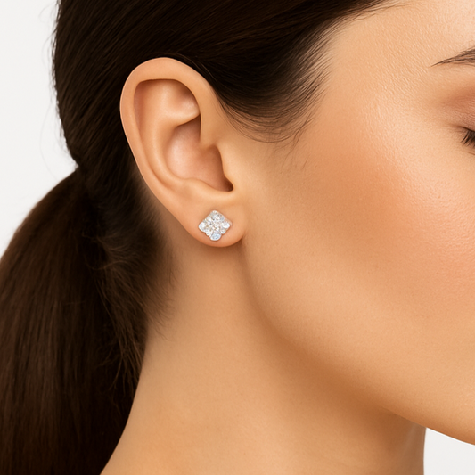 Solitaire Illusion Round Diamond Stud Earrings