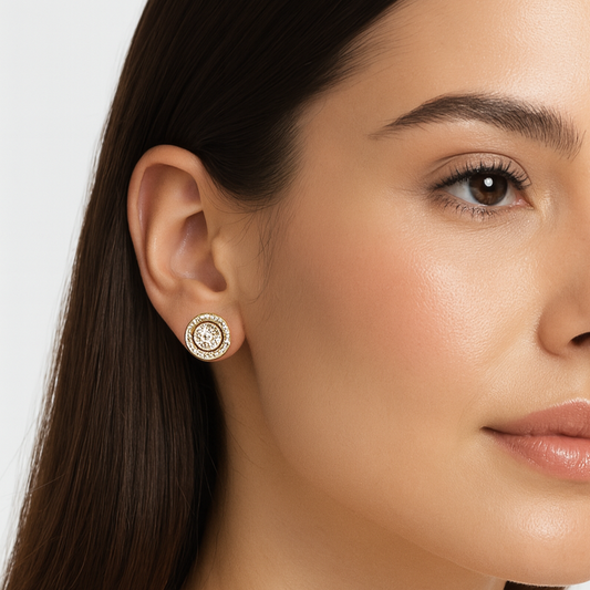 Round Halo Diamond Stud Earrings