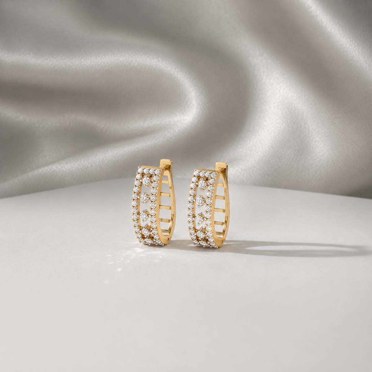 Elevate your jewelry collection with the Radiant Arch Diamond Hoop Earrings. Expertly crafted for the modern individual who values both bold design and timeless luxury, these earrings feature a unique, curved arch profile that commands attention. The open-hoop silhouette is designed to frame the face beautifully, making them an ideal choice for high-end events or a sophisticated everyday accessory.