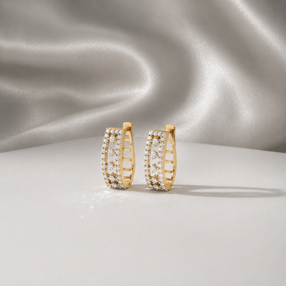 Elevate your jewelry collection with the Radiant Arch Diamond Hoop Earrings. Expertly crafted for the modern individual who values both bold design and timeless luxury, these earrings feature a unique, curved arch profile that commands attention. The open-hoop silhouette is designed to frame the face beautifully, making them an ideal choice for high-end events or a sophisticated everyday accessory.