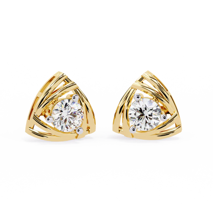 Trillion Style Round Diamond Stud Earrings