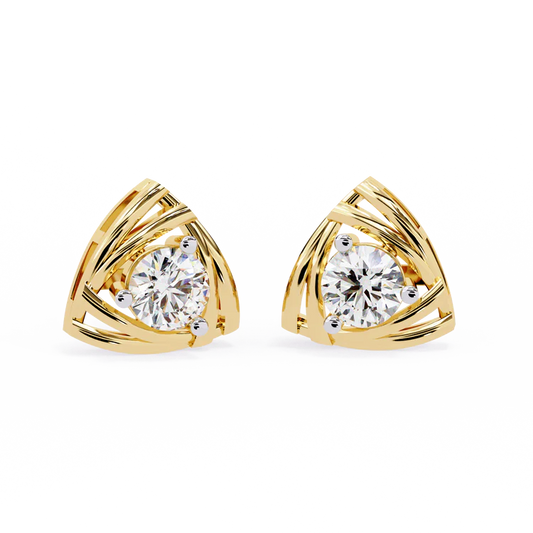 Trillion Style Round Diamond Stud Earrings