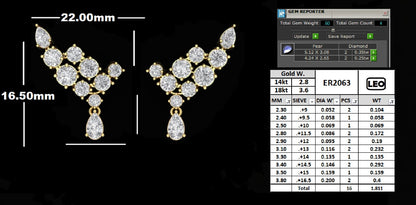 Cascading Pear & Round Diamond Ear Climbers