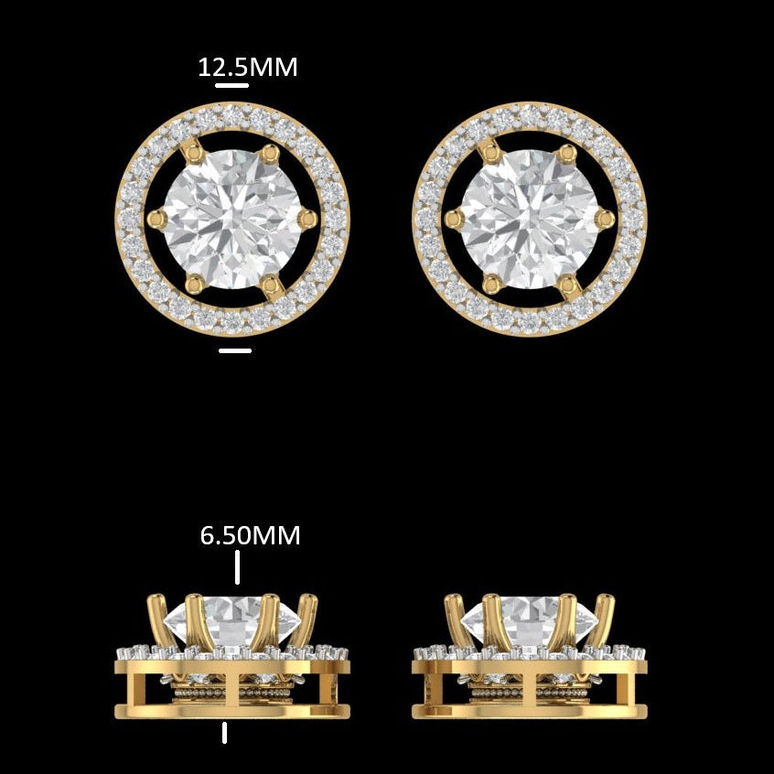 Detachable Halo Solitaire Stud Earrings