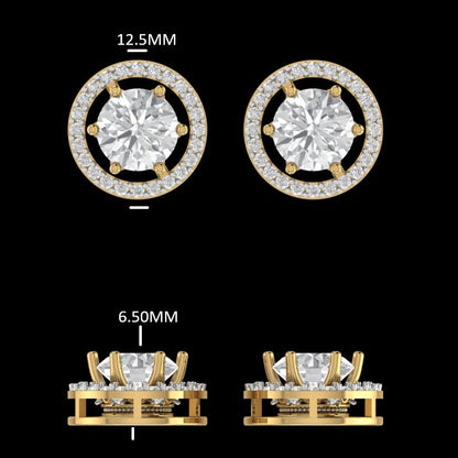 Detachable Halo Solitaire Stud Earrings