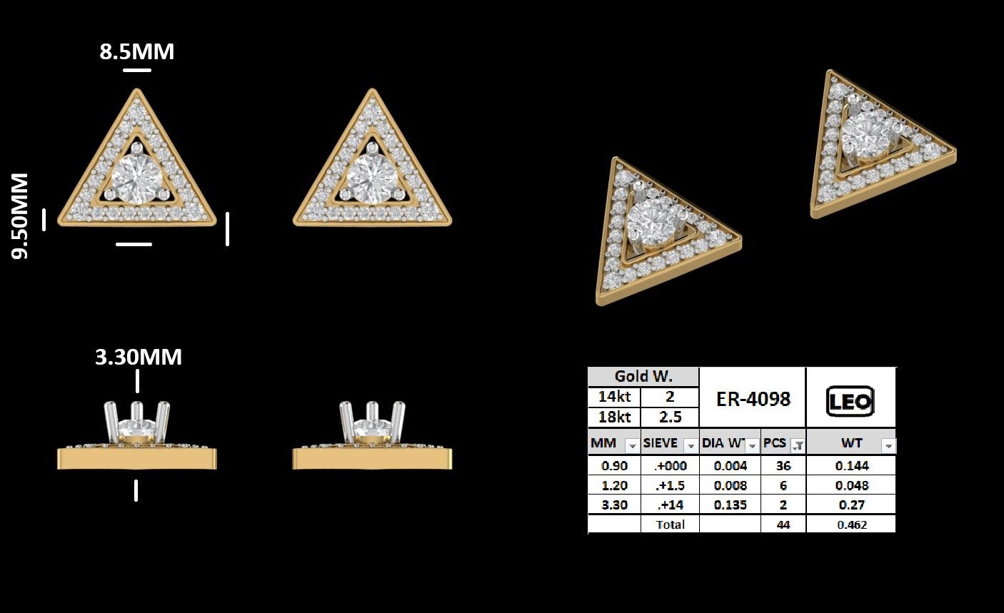 Apex Geometric Diamond Men's Studs