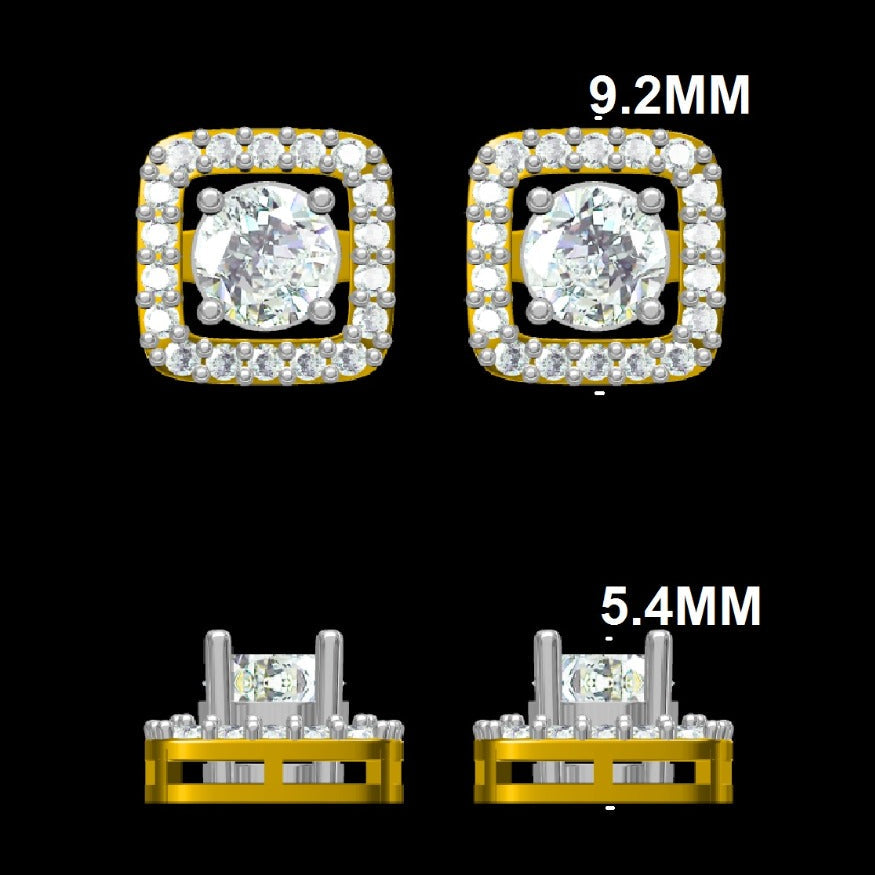 Radiant Square Halo Studs
