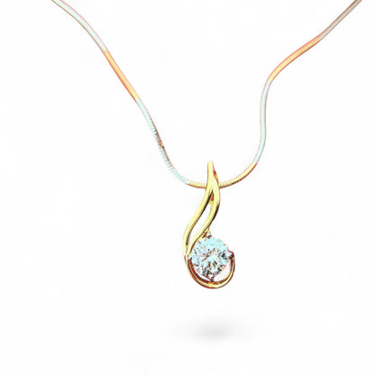Elegant Curved Noops Solitaire Pendant