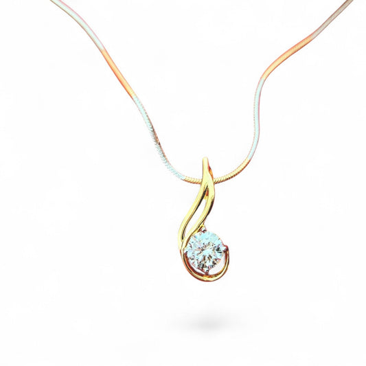 Elegant Curved Noops Solitaire Pendant