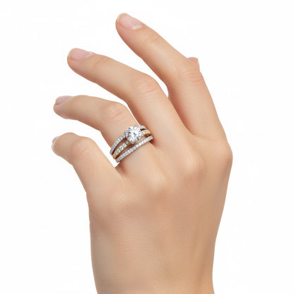 2Carat Solitaire Dual tone Multi band Ring