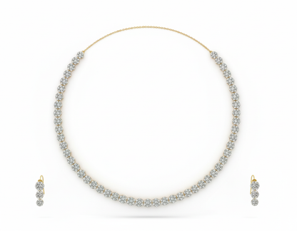 Round Diamond Necklace with Earrings