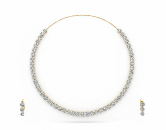 Round Diamond Necklace with Earrings