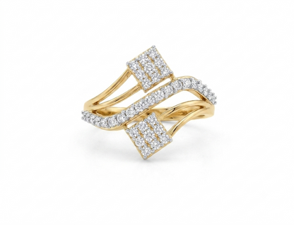 Modern Asymmetrical Cluster Diamond Ring
