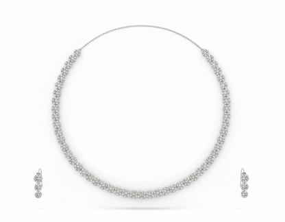 Round Diamond Necklace with Earrings