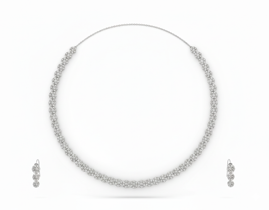 Round Diamond Necklace with Earrings