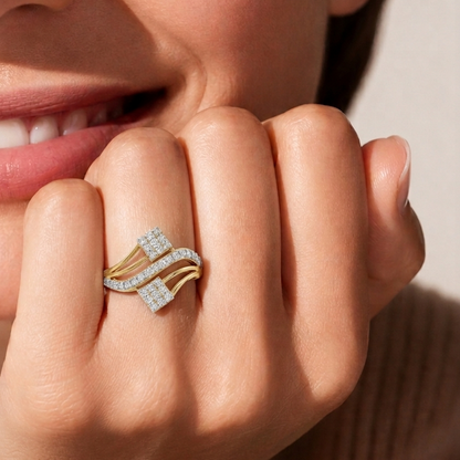 Modern Asymmetrical Cluster Diamond Ring
