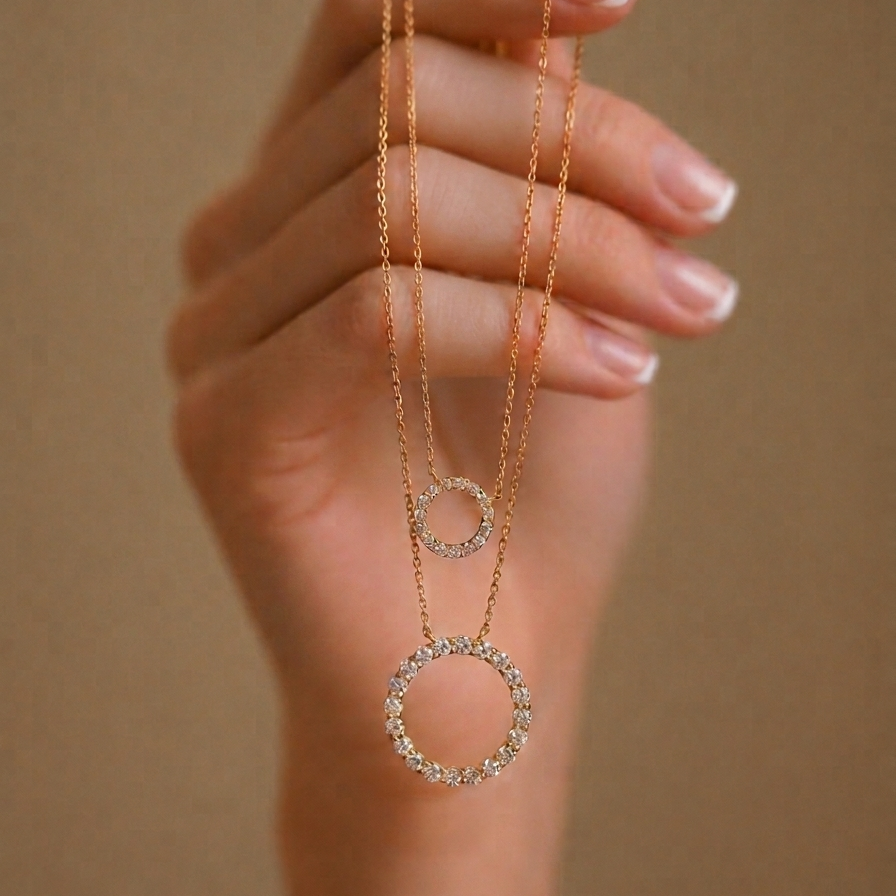 Rings of Life Modern Circle Diamond Pendant