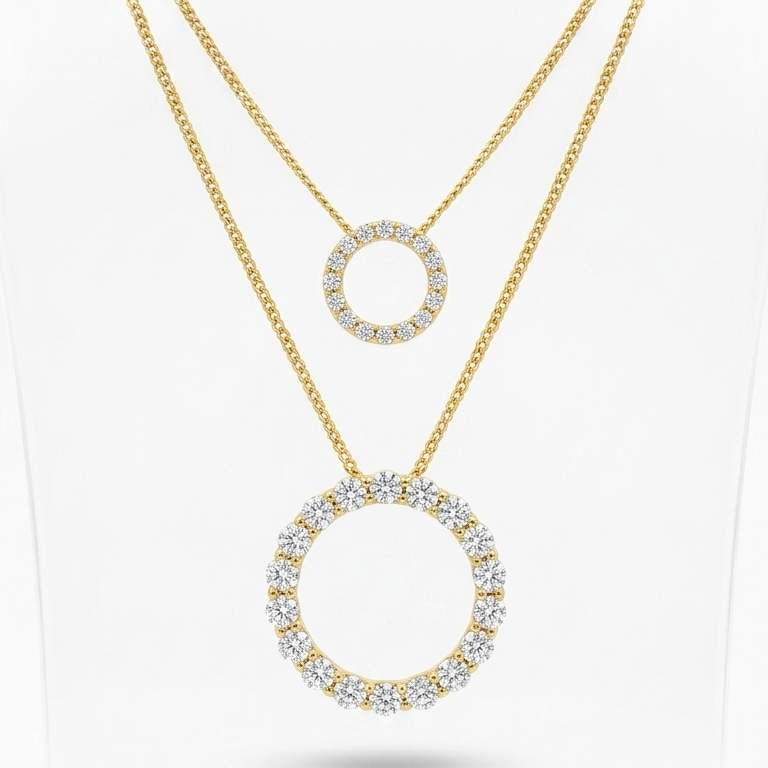 Rings of Life Modern Circle Diamond Pendant