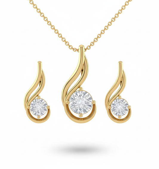 Elegant Curved Noops Solitaire Pendant