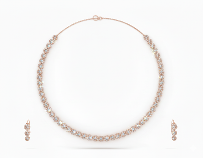 Round Diamond Necklace with Earrings