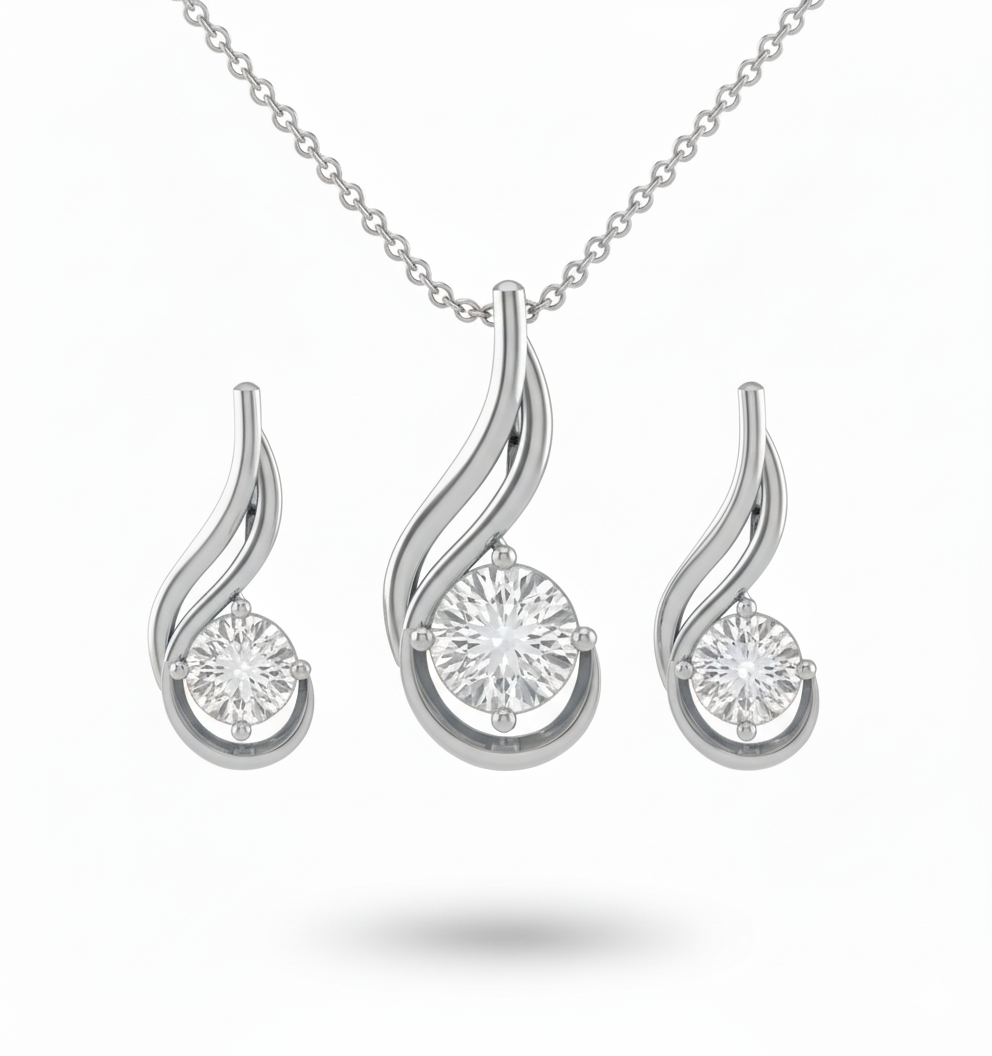 Elegant Curved Noops Solitaire Pendant
