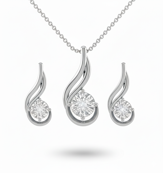 Elegant Curved Noops Solitaire Pendant