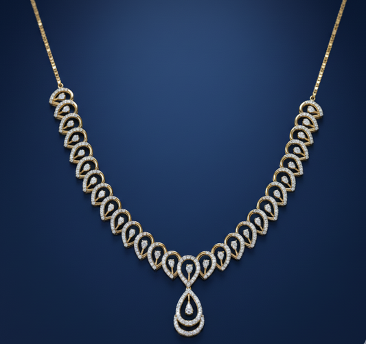 Elegant Peardrop Gold Diamond Necklace For Women - Bridal Jewelry