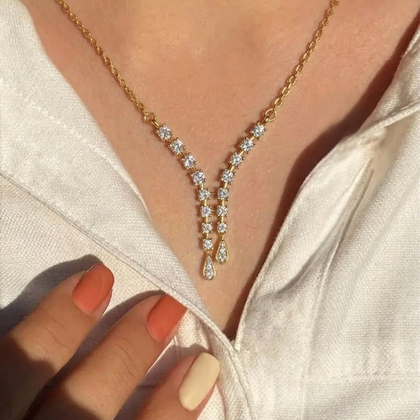 Celestia Y-shape Geometric Diamond Drop Pendant