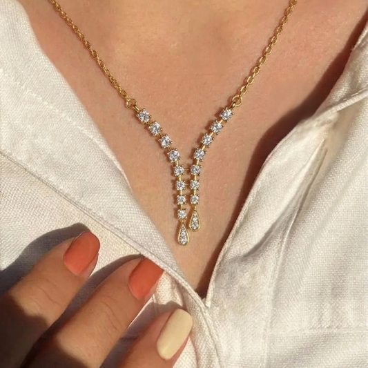 Celestia Y-shape Geometric Diamond Drop Pendant
