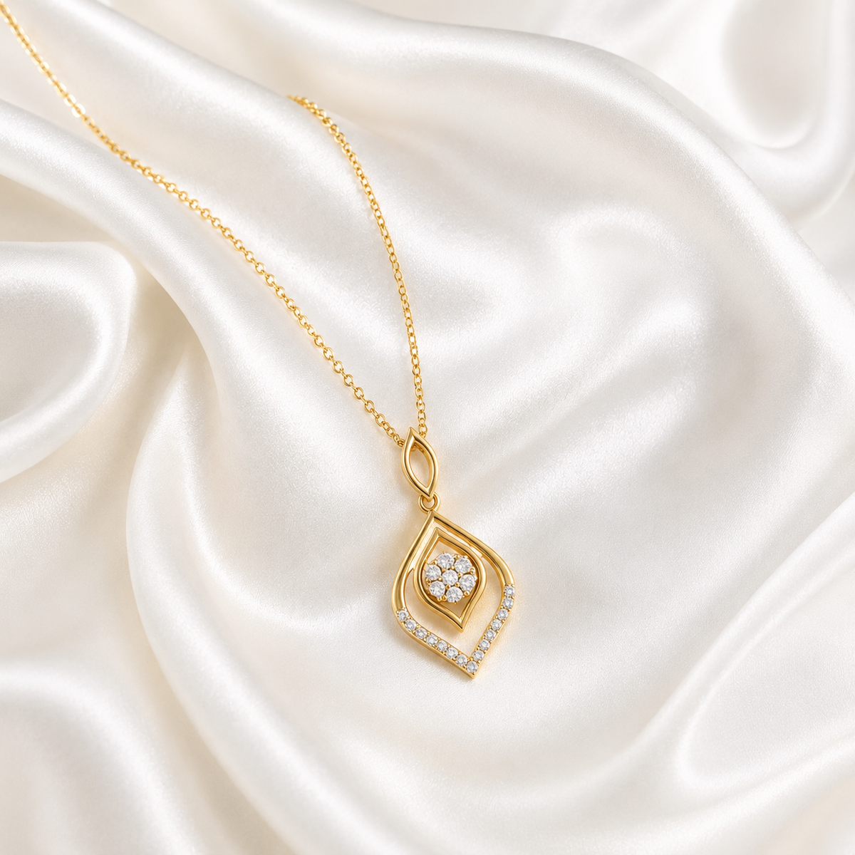 Discover "The Solitaire Teardrop" diamond pendant and earring set. Featuring brilliant diamonds in 18K or 14K BIS Hallmarked gold, this set brings effortless refinement to your daily look. Whether styled with an office suit or a festive saree, it is the ultimate accessory for modern elegance. Explore the collection at Tathyaa.