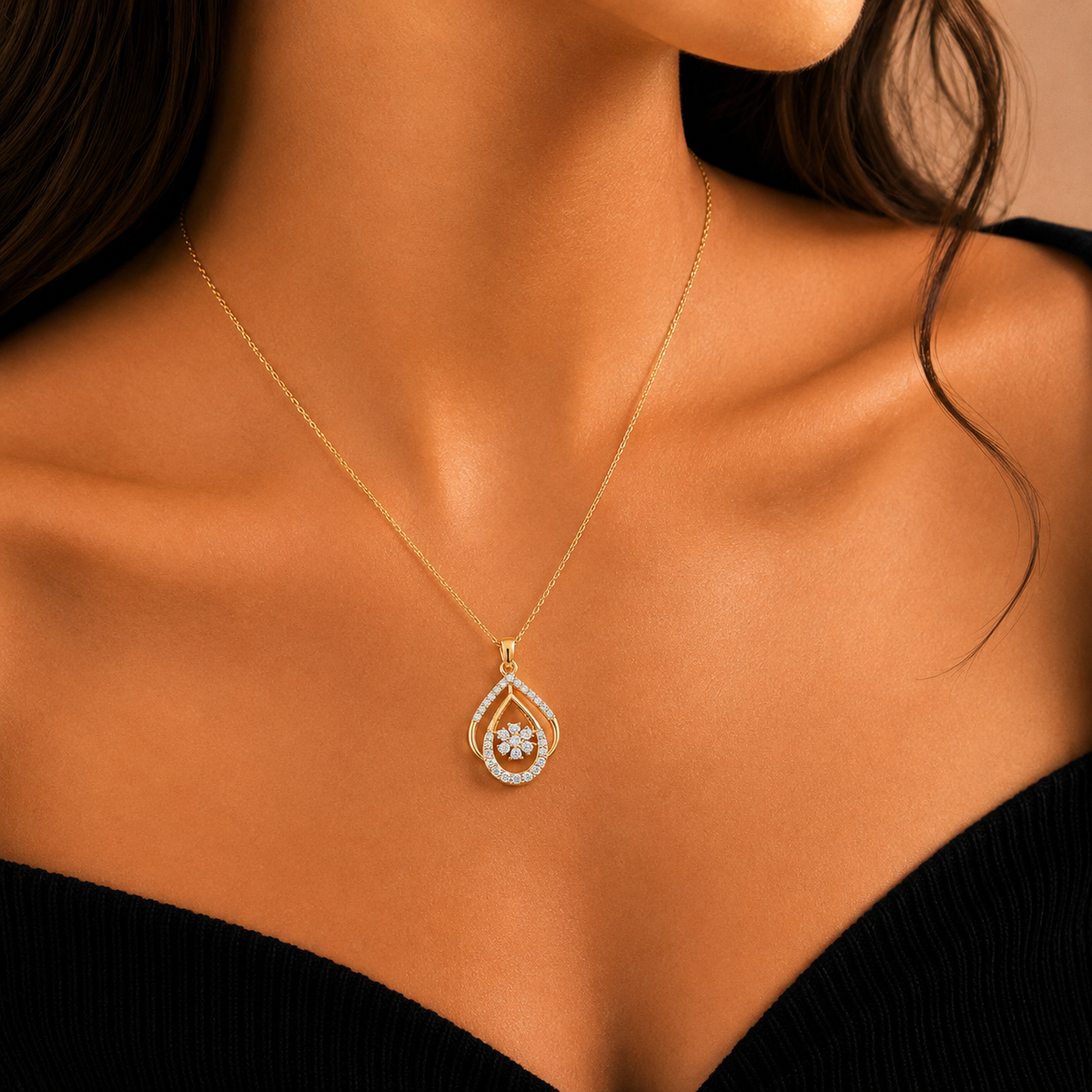 A perfect fusion of teardrop geometry and delicate floral artistry, handcrafted in BIS Hallmarked 18K or 14K gold. Designed for the woman who seeks sophisticated ethnic wear that shines from morning meetings to evening celebrations.