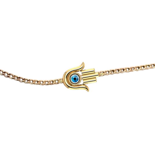 Evil Eye Blessing Gold Hand Chain Bracelet