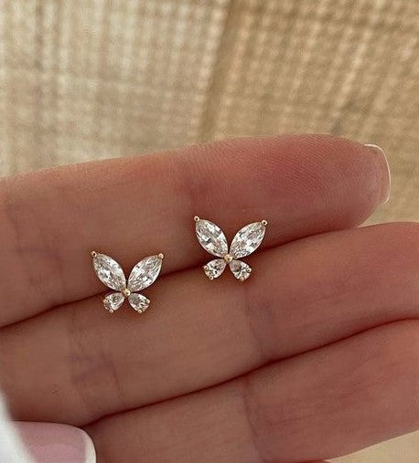 Mini Solitaire Diamond Wings Stud Earrings