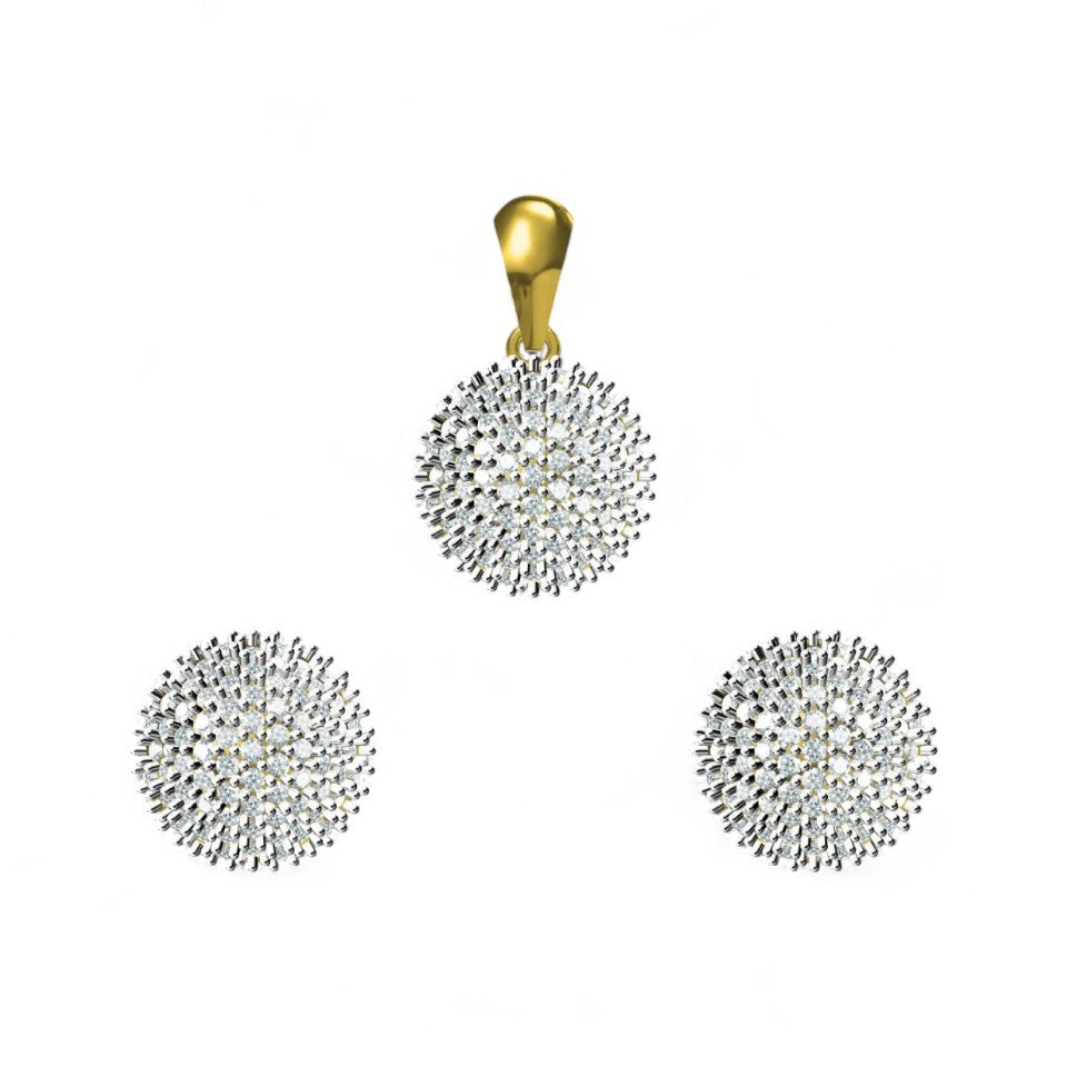 Diamond Cluster Pendant and Earrings Set