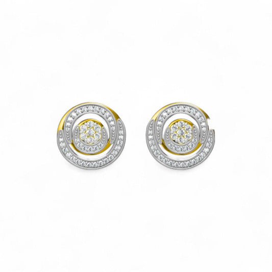 Spiral Round Diamond Stud Earrings