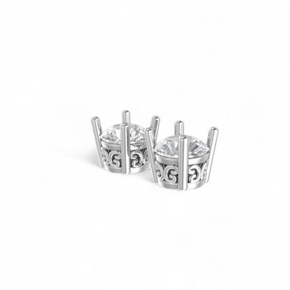 Round Solitaire Diamond Stud Earrings