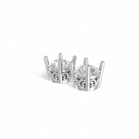 Round Solitaire Diamond Stud Earrings
