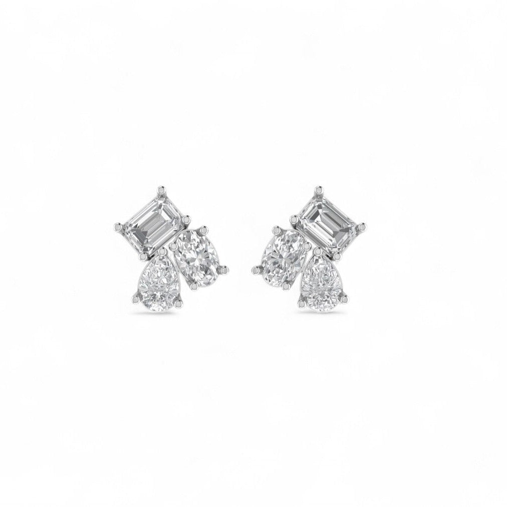 Multi Shape Diamond Stud Earrings