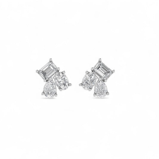 Multi Shape Diamond Stud Earrings